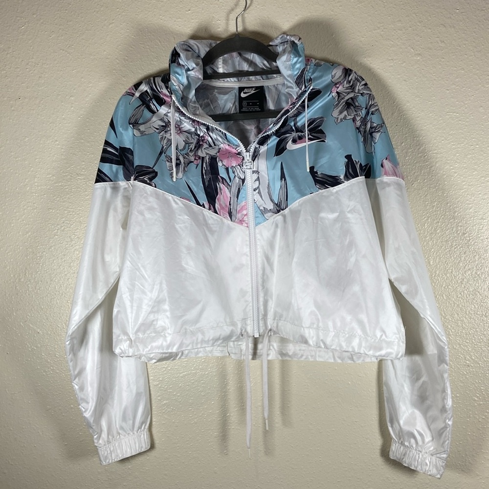 Nike white flower design windbreaker jacket